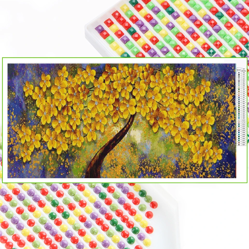 Large DIY Diamond Painting Yellow Money Tree Diamond Embroidery Mosaic pattern 5D Square Round Diamond Mosaic Home Decor TT6782