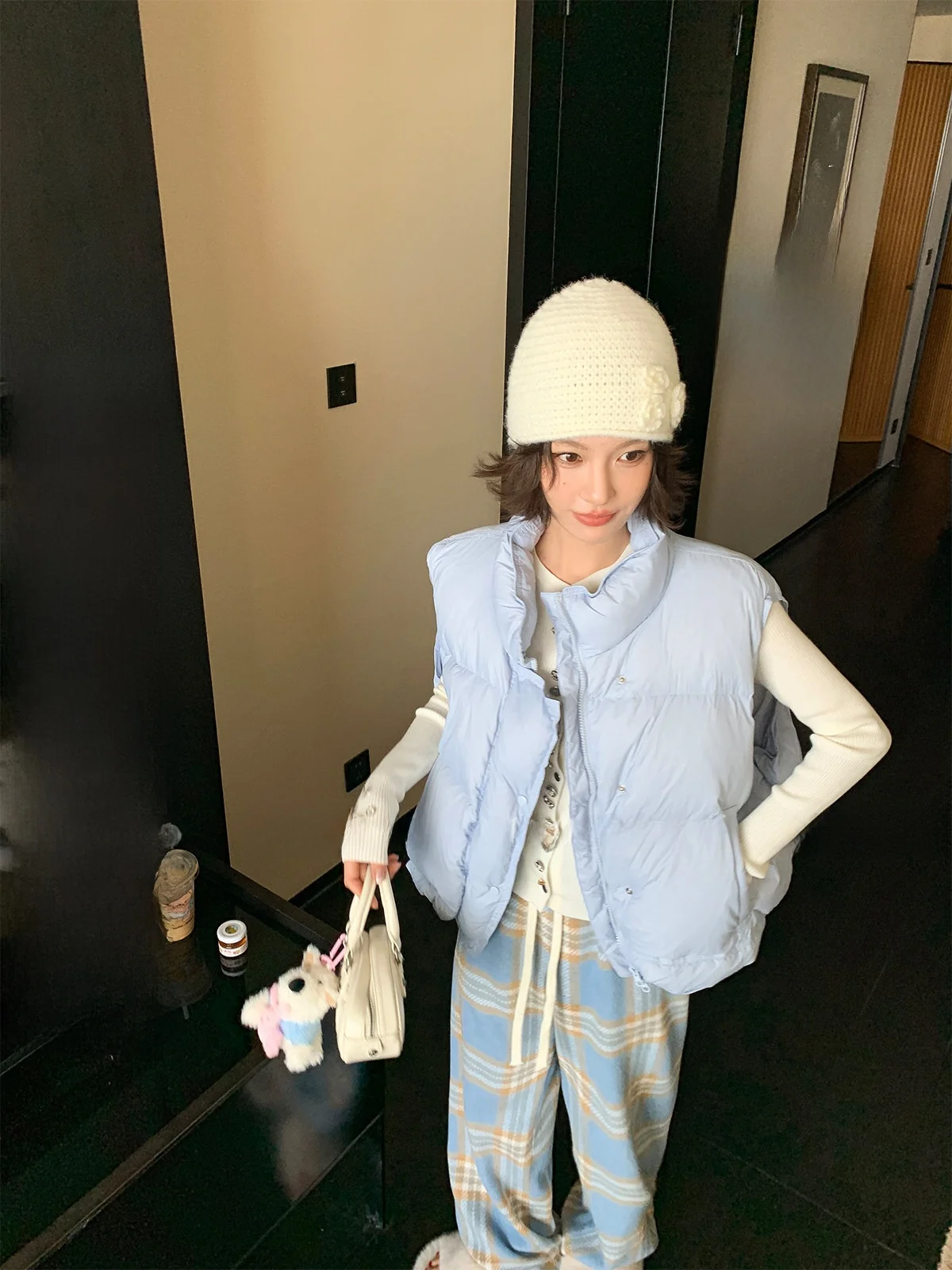 

Blue down Vest Women's ort Loose Fit Korean Sle Winter New Arrival Warmth Padded Jaet Ladies Faion Autumn Collection