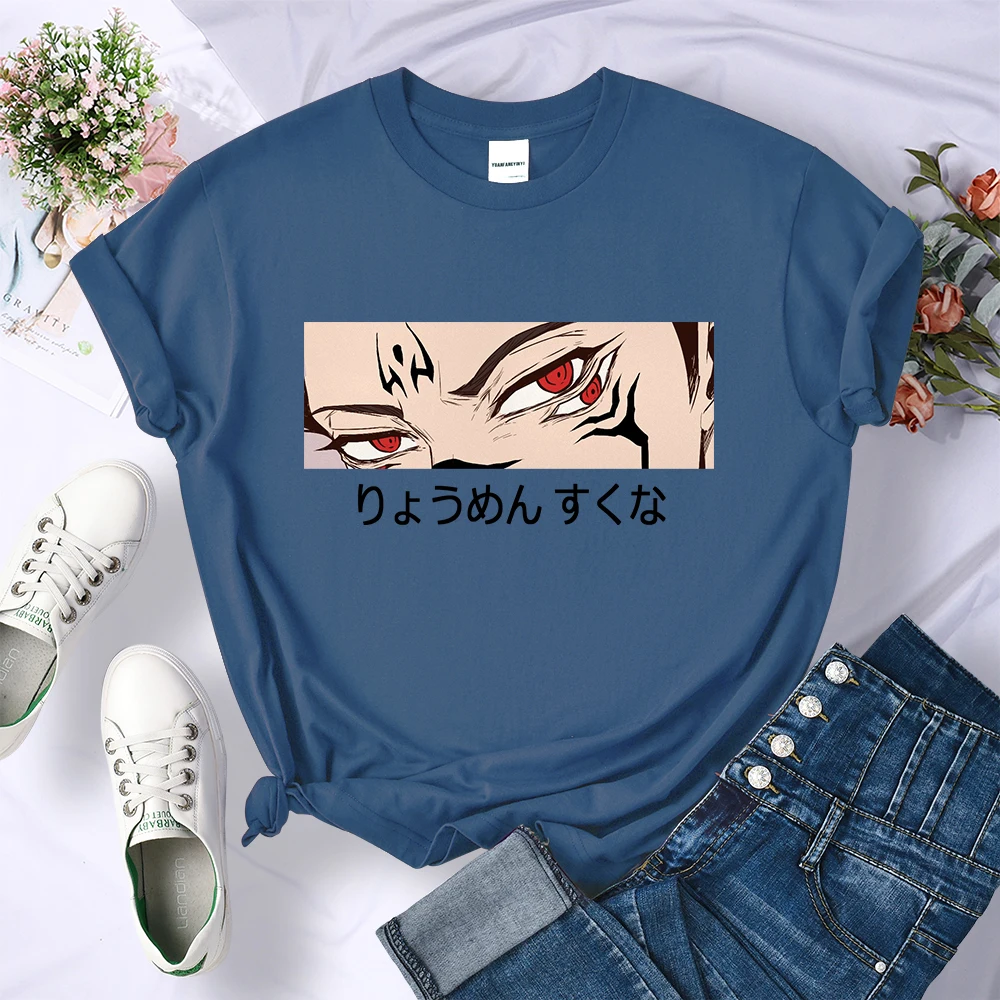 Jujutsu Kaisen Anime Ryomen Sukuna Women Tshirts Street Breathable Short Sleeve Personality Cool Tee Shirt Casual Summer T-Shirt