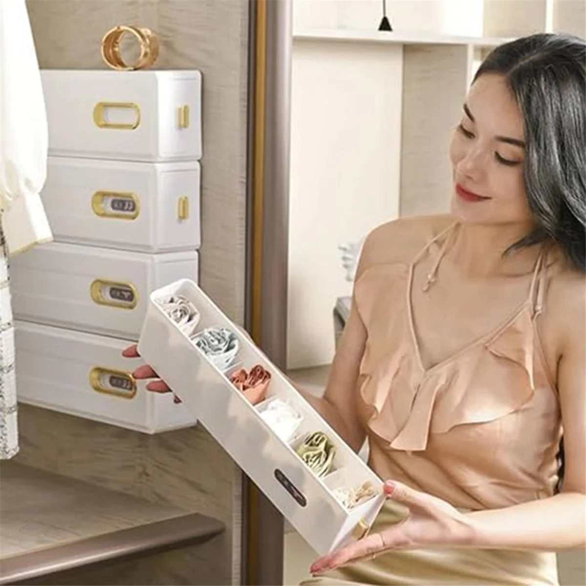 

Versatile Wall Mounted Invisible Drawer Organiser, Self-Adhesive Divided Plastic Organizer, Wall Mounted Underwear Storage Bo