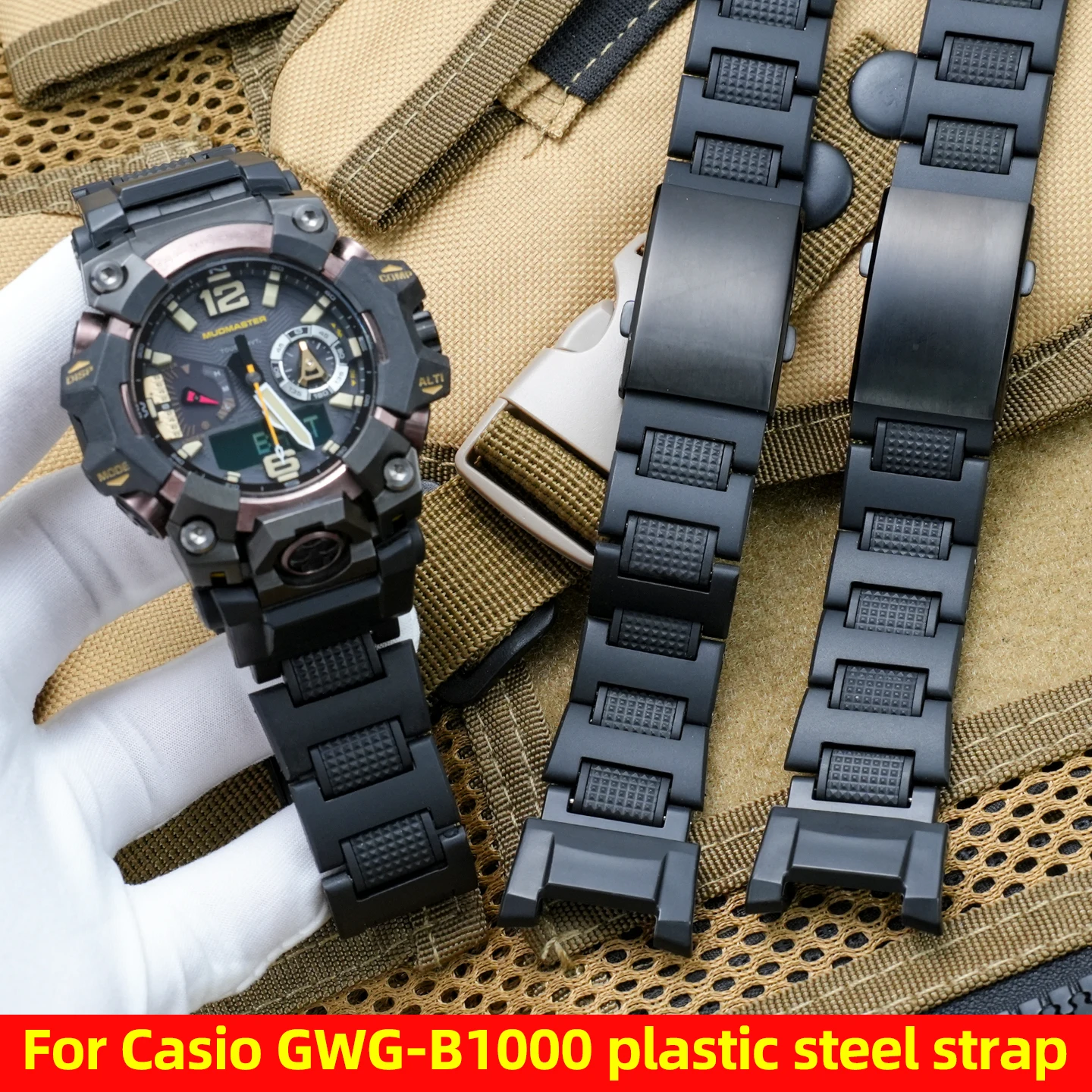 GWG B1000 Lightweight Plastic Steel Strap For G-SHOCK Casio GWG-B1000-1A third generation Mud King Modification watch band Men