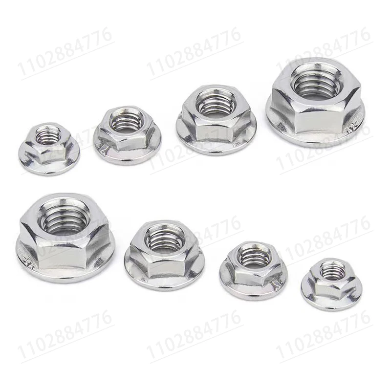 M3 M4 M5 M6 M8 M10 M12 High Quality Stainless Steel Hexagon Hex Head Serrated Spinlock Flange Nut Locknut Lock Nut DIN6923