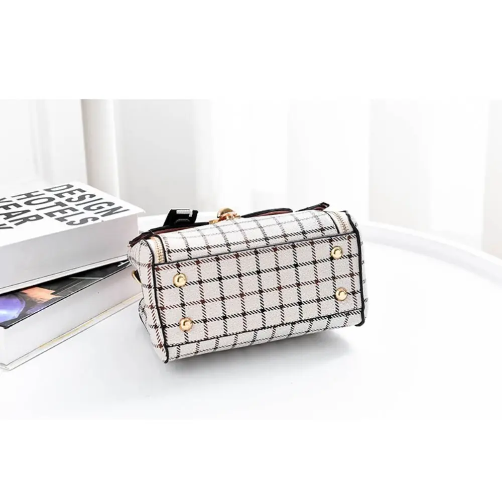 New PU Leather Shoulder Bags Plaid Pattern Buckle Handbags Flap Messenger Bag Women image 2