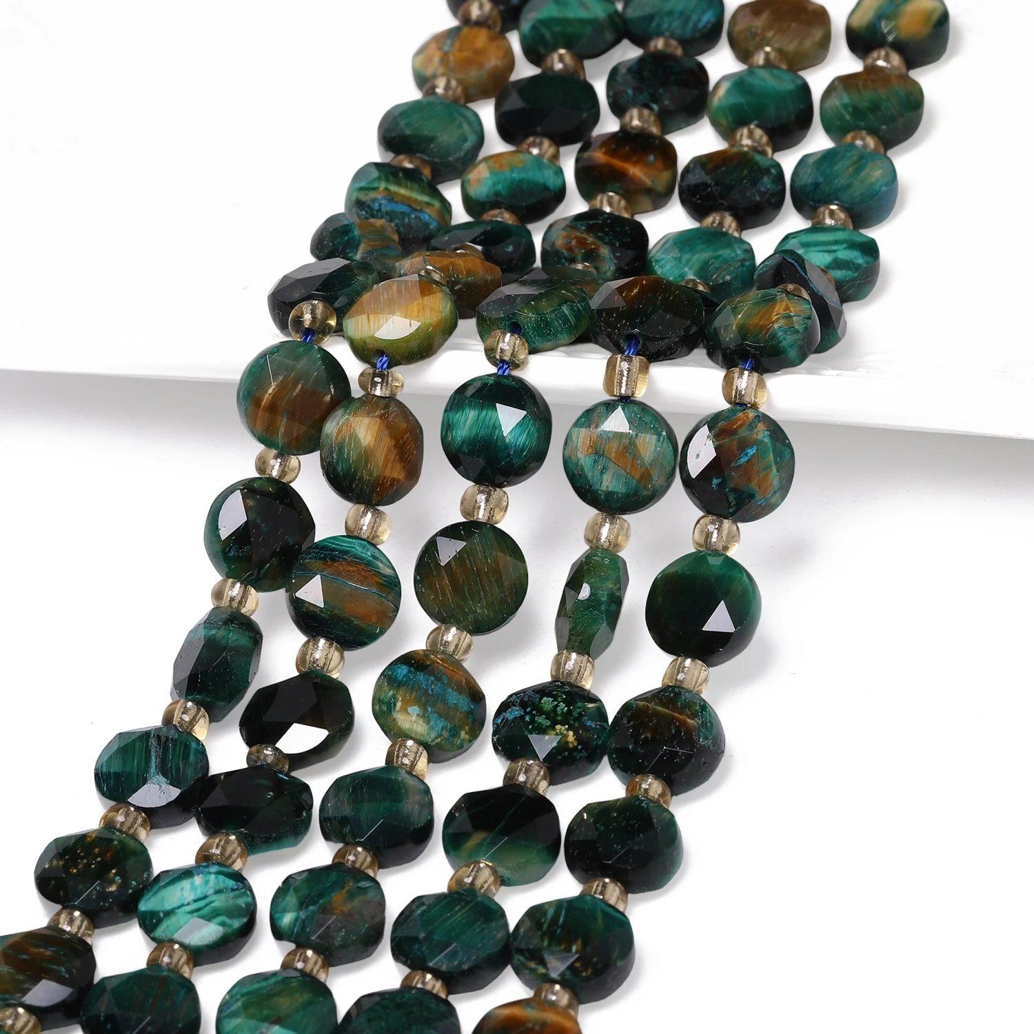 10x5mm AAA Faceted Coin Natural Stone Green Tiger Eye Beads Rondelle Spacer Beads For Jewelry Making DIY Bracelets Accessories view 2