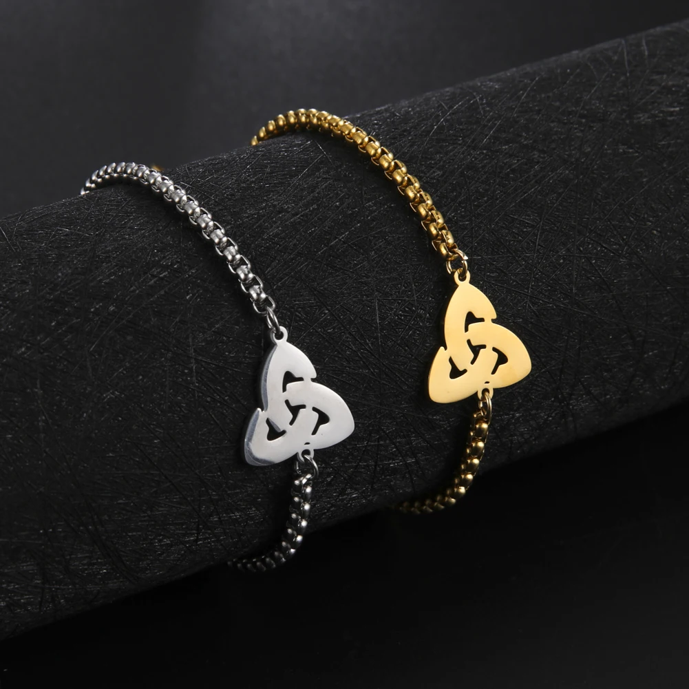 Amaxer Pulsera de nudo celta irlandés para mujeres y hombres, brazalete de nudo Trinity tradicional, joyería de muñeca, regalos de fe