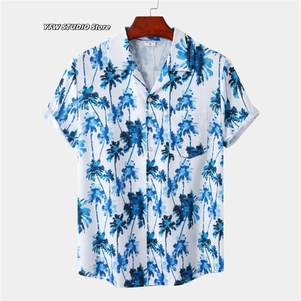Men\'s Contrasting Color Shirt Christmas Santa Print Shirt Summer Mens Clothing Fashion Casual Beach Hawaiian Sport Sleeve Shirt