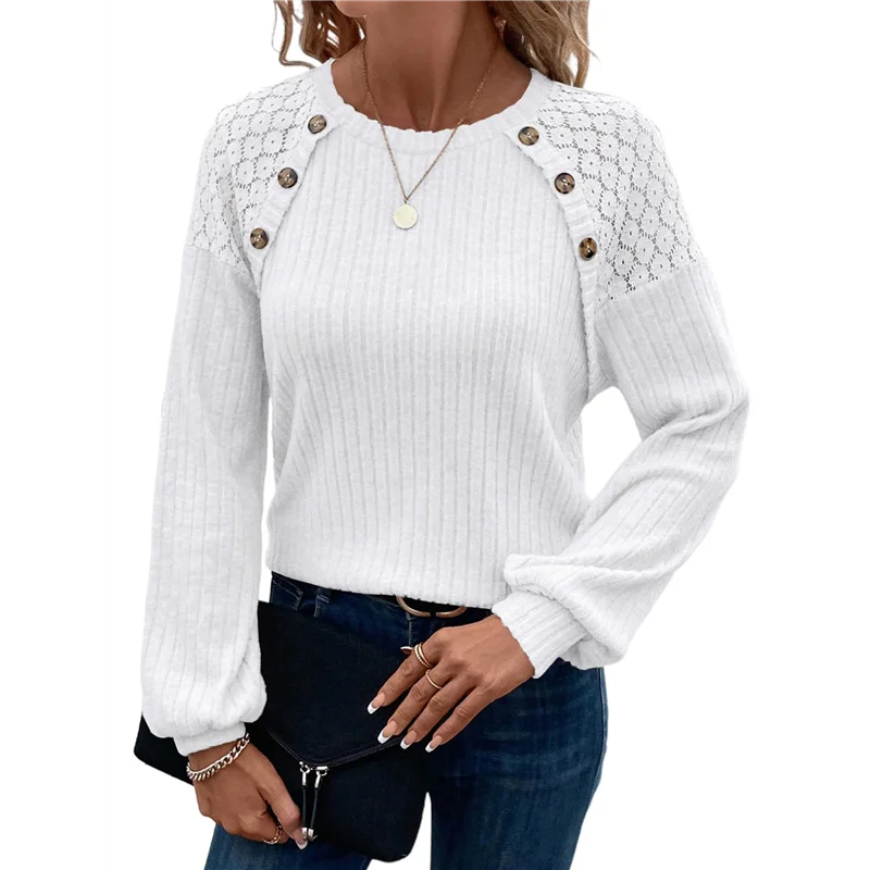 

AOAO-Women's Tunic Tops Crew Neck Dressy Shirt Lace Patchwork Blouses Pullover Casual Blouses Sweaters