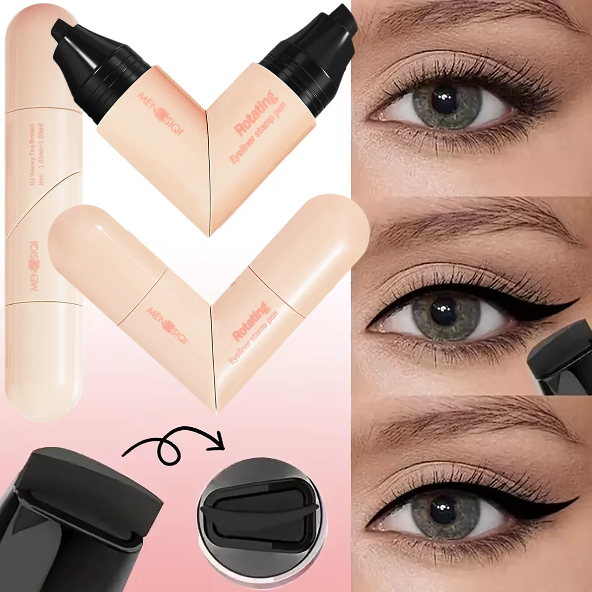 Rotary Seal Eyeliner Pen, Smooth And Smooth, Versatile Waterproof, Not Easy To Faint Makeup, Natural Seal Eyeliner Pen