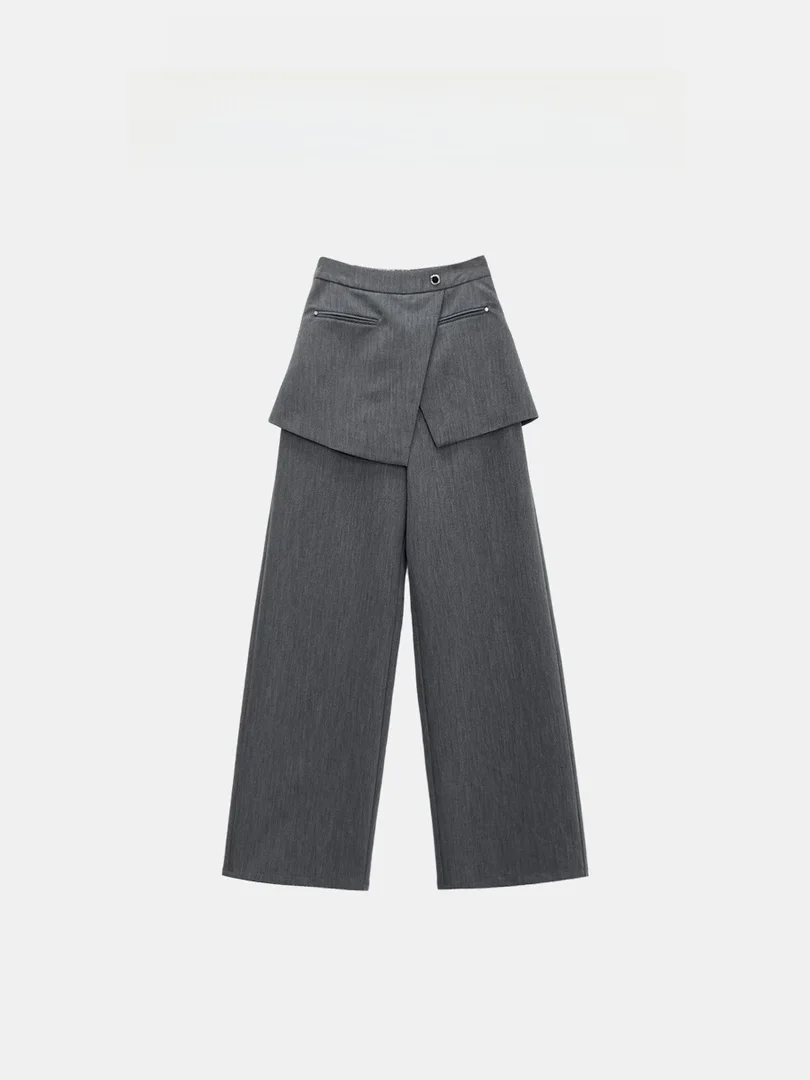 

Early Autumn Korean Sle Pure Color Simple Drapey High-End Feeling Casual Pants Women Loose Wide Leg Pants Knife Long Pants