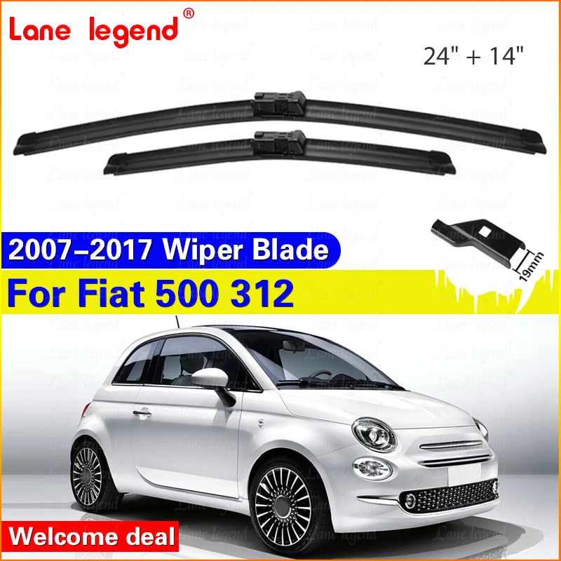 

For Fiat 500 312 Front Wiper Blades 2007-2017 2008 2009 2010 2012 2013 2016 Windscreen Windshield Window Accessories 24"+14"