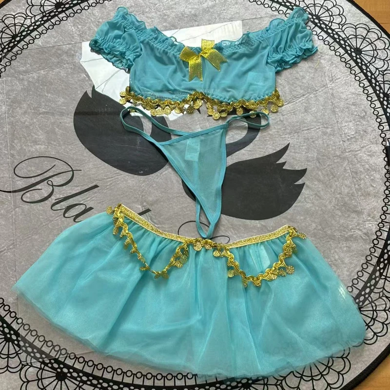 Lovermore エキゾチックな魅力のセクシーなセットランジェリーオフショルダースパンコールペンダント装飾魅惑的なチュールセックススーツ大人のセクシーなセット