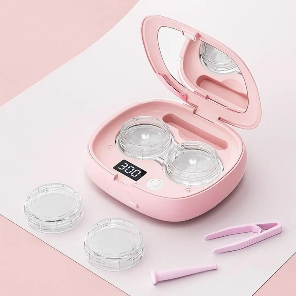 

Электрический очиститель для контактных линз с ультразвуковой вибрацией, удаляющий загрязнения, перезаряжаемый, с синим светом, коробка для хранения линз