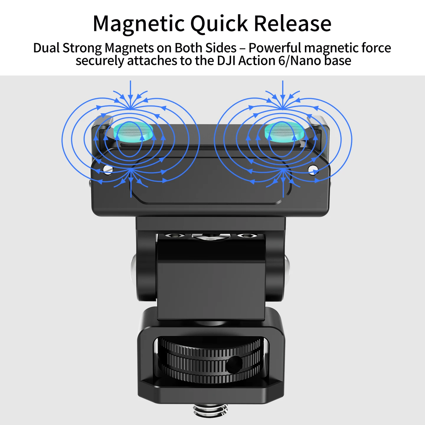 Magnetische Schnellverschluss-Halterung 360° ° 180-Grad-Drehung ° Neigbarer Aluminium-Schnecken-Gimbal mit 1/4 ARRI-Schraube für DJI Action 6 Osmo Nano Kamerakäfig – Detail 4