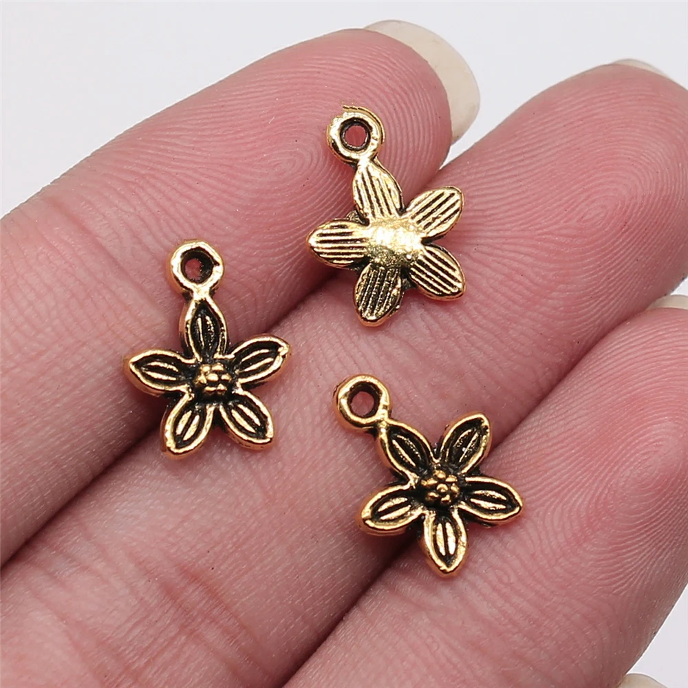 WYSIWYG 40pcs 11x11mm Small Flower Charms Cute Flower Charms For Jewelry Making Flower Charms