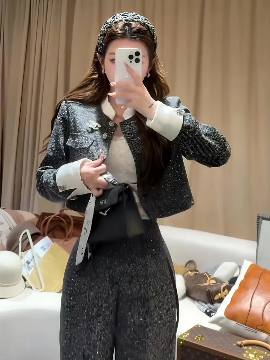Spring 2026 New Style Short Coat High Waist Straight Leg Pants Women\'s Fashion Set Casual Leisure Windbreaker Suit Outfit