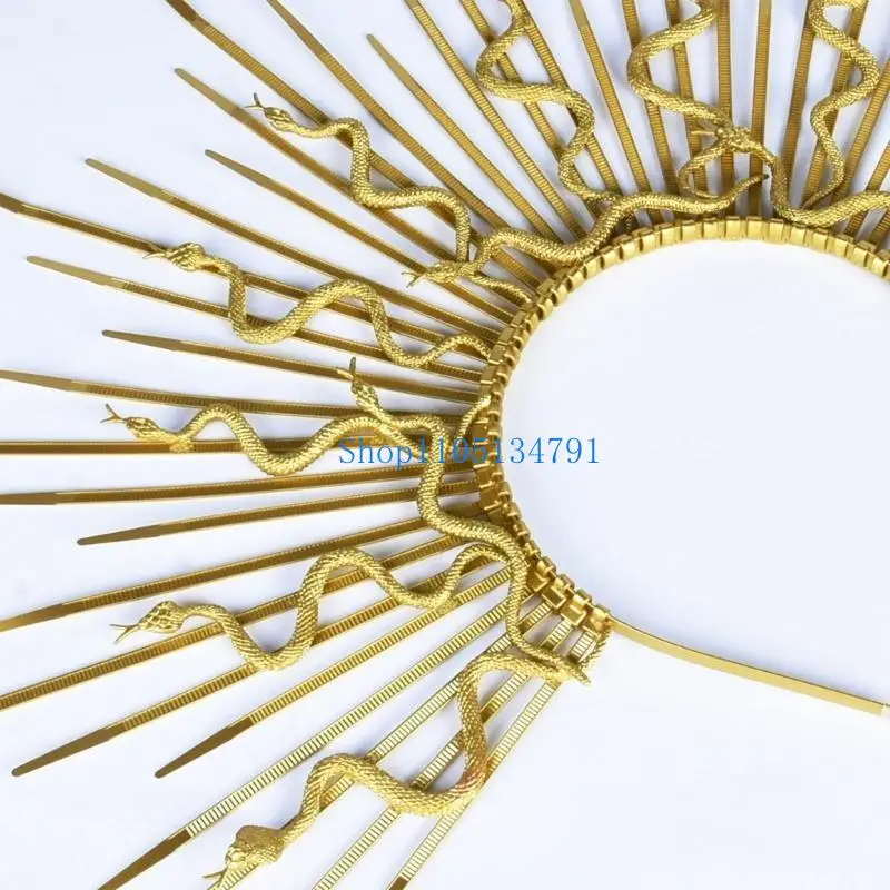 

98km Gothic Punk Artistic Hair Band Snake Metallic Spiked Headwear Cosplay Accessory