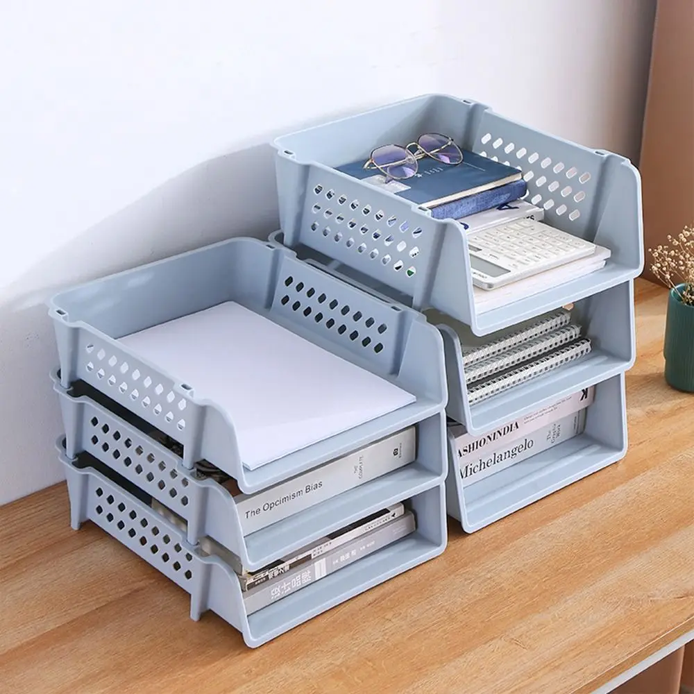 

Simple Desktop Organizer Stackable File Rack Papers Rack File Organizer A4 File Storage Tray Multifunctional Plastic Receipt