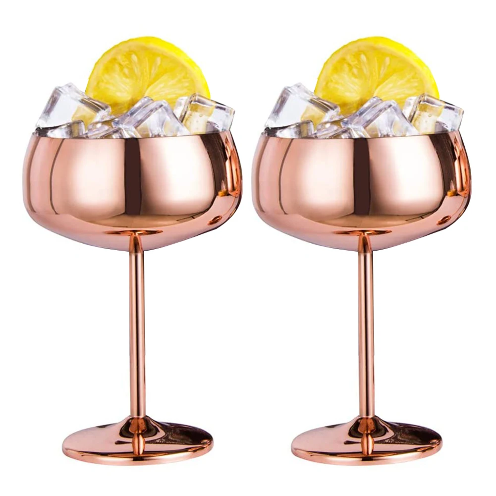 Copper Coupe Champagne Glasses Set of 2 Stainless Steel Vintage Martini Cocktail Glass Wine Goblet