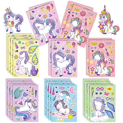 6/12Sheets Cartoon Rainbow Unicorn DIY Make A Face Stickers Puzzle Toys for Kids Birthday Baby Shower Party Favors Pinata Filler