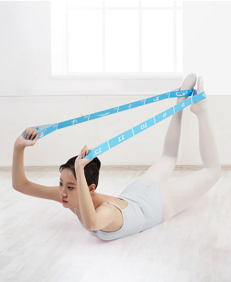 Yoga Stretching Straps with 8/10/12 Loops for dnace, Physical Therapy, Elastic Stretch Bands for Pilates, Gymnastics, Ballet