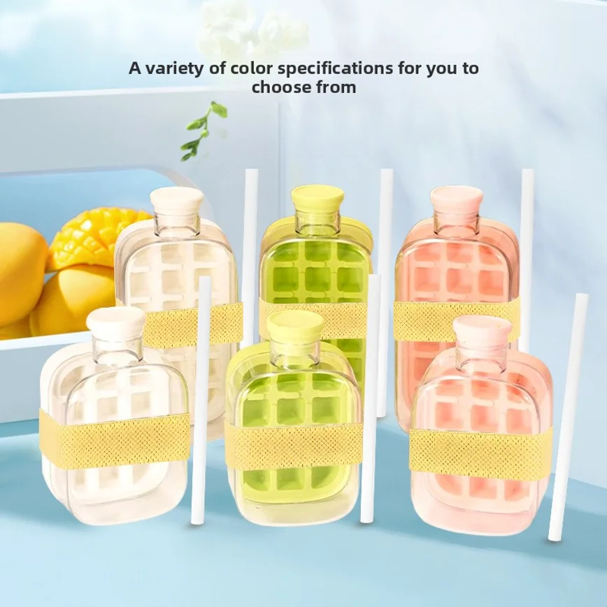 2 in 1 Ice Cup Water Bottle Food Grade Silicone Ice Cube Mold Summer Water Injection Press Release Ice Tray Household Ice Making