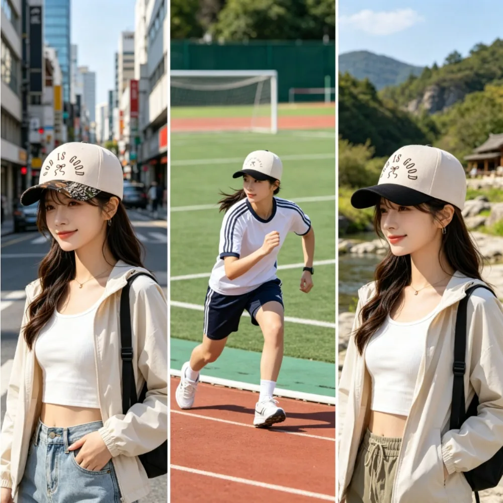 God Is Good Bow Embroidery Baseball Cap Two Tone Camo/Black Brim Trucker Hat Women Vintage Adjustable Outdoor Sports Sun Hat