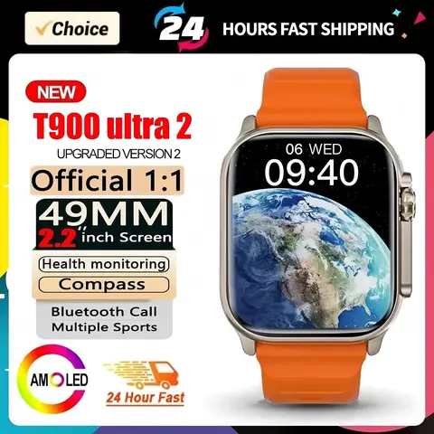 2025 T900 Ultra 2 Smart Watch Men 49mm Series 8 2.09" AMOLED Screen NFC Compass Waterproof for IOS Watch IWO Ultra 8 Smartwatch