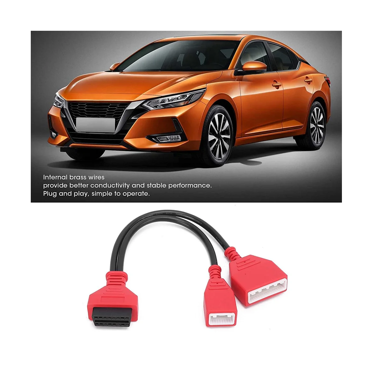 OBD2 Diagnostic Connector Cable, 16+32 OBDII Gateway Adapter Car Diagnostic Tool Replacement for Nissan Sylphy Sentra