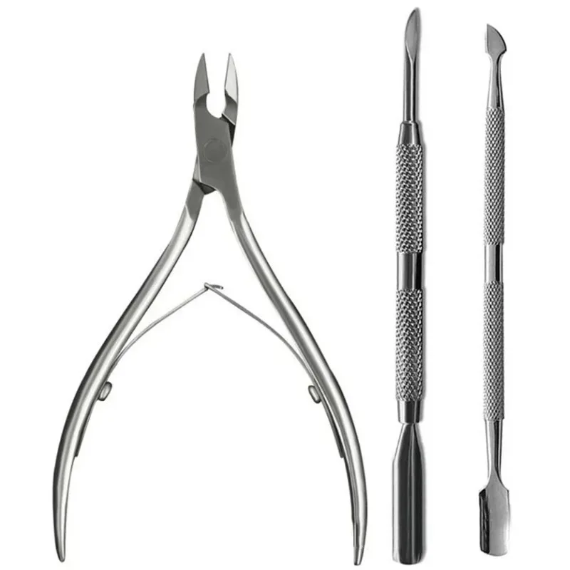 1/2/3Pcs Professional Stainless Steel Nail Cutter Scissor Nippers Muti Function Cuticle Pusher Remover Nail Care Manicure Kits