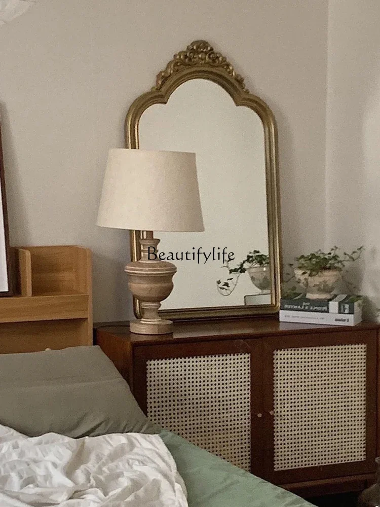 

5ld14 Retro makeup mirror French engraved old wall-mounted vanity mirror American