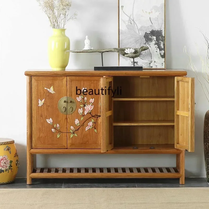 

xzNew Chinese painted elm shoe cabinet porch foyer partition decorative locker antique dining side cabinet