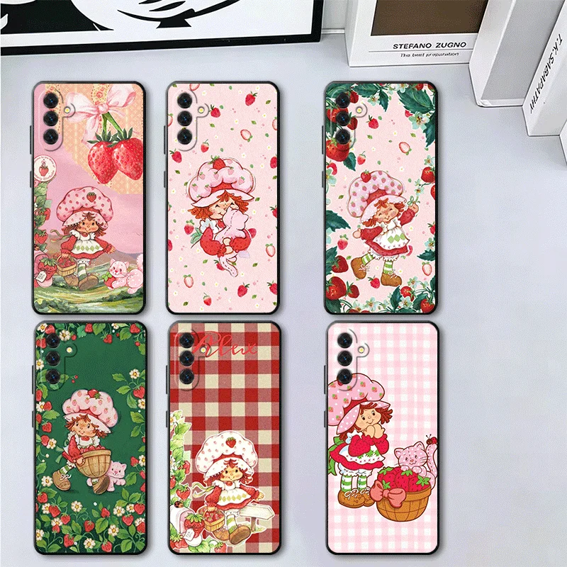 Strawberry Sh-SHortcake Soft Phone Case for Samsung A17 A37 A57 A16 A26 A36 A56 A15 A25 A35 A55 A14 A24 A34 A54 A13 A33 A53 Blac