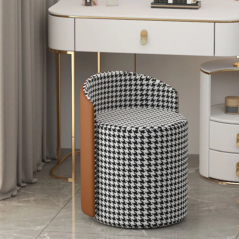 Portable Round Makeup Swivel Stool Designer Modern Bedroom Girl Pouf Ottoman Metal Stylish Taburete Plegable Entrance Furniture