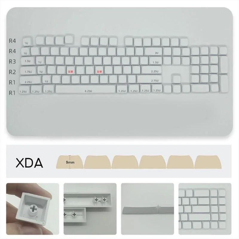 PBT 104 White Keycaps Height XDA لا يوجد نقش لمختلف لوحات المفاتيح الميكانيكية لمحبي لوحة المفاتيح البسيط