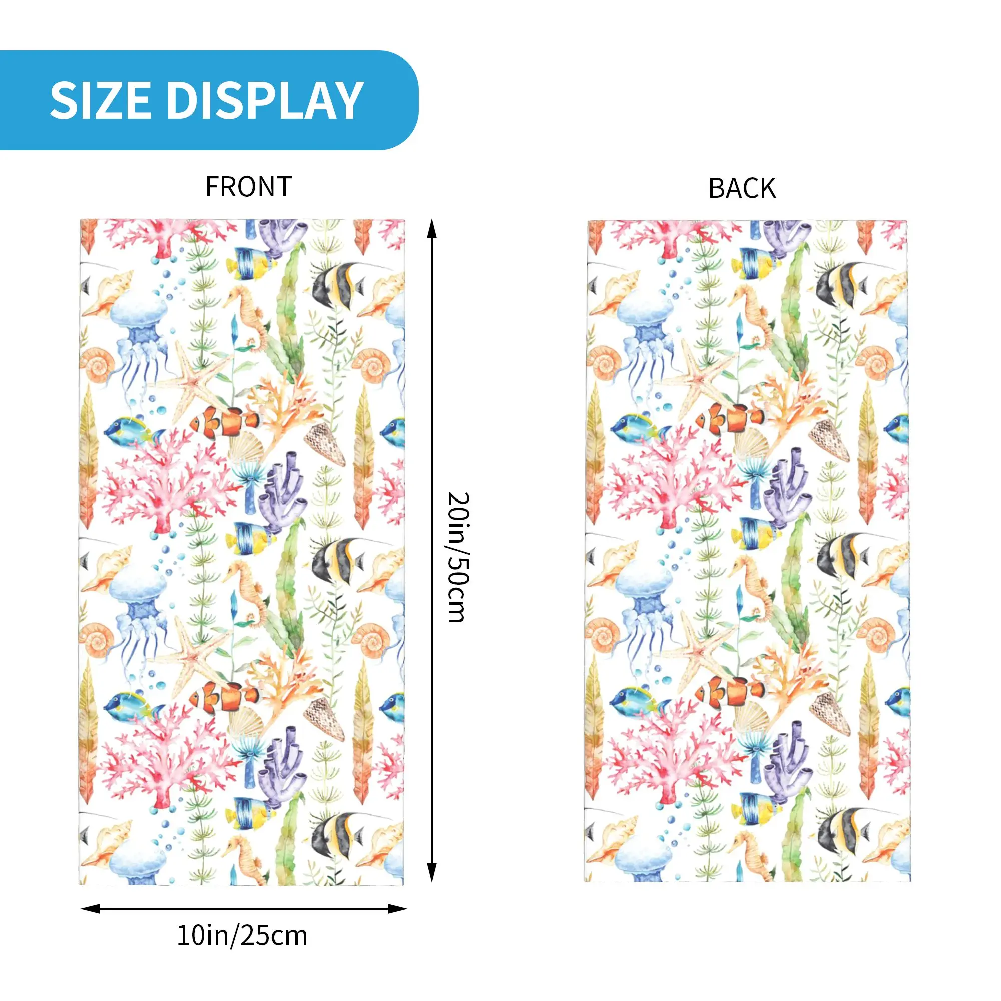 Ocean Watercolor Beach Bandana Neck Gaiter Printed Face Scarf Headband Running Unisex Adult Windproof