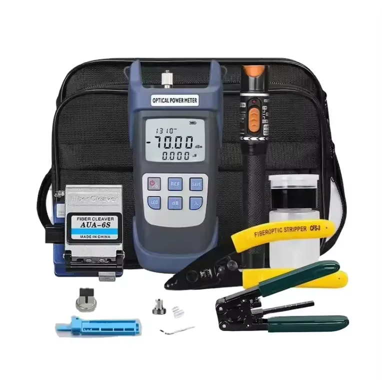

FTTH Fiber Optic Tool Kits with 10mw VFL and Optical Power Meter and AUA-6S and Fiber Cleaver