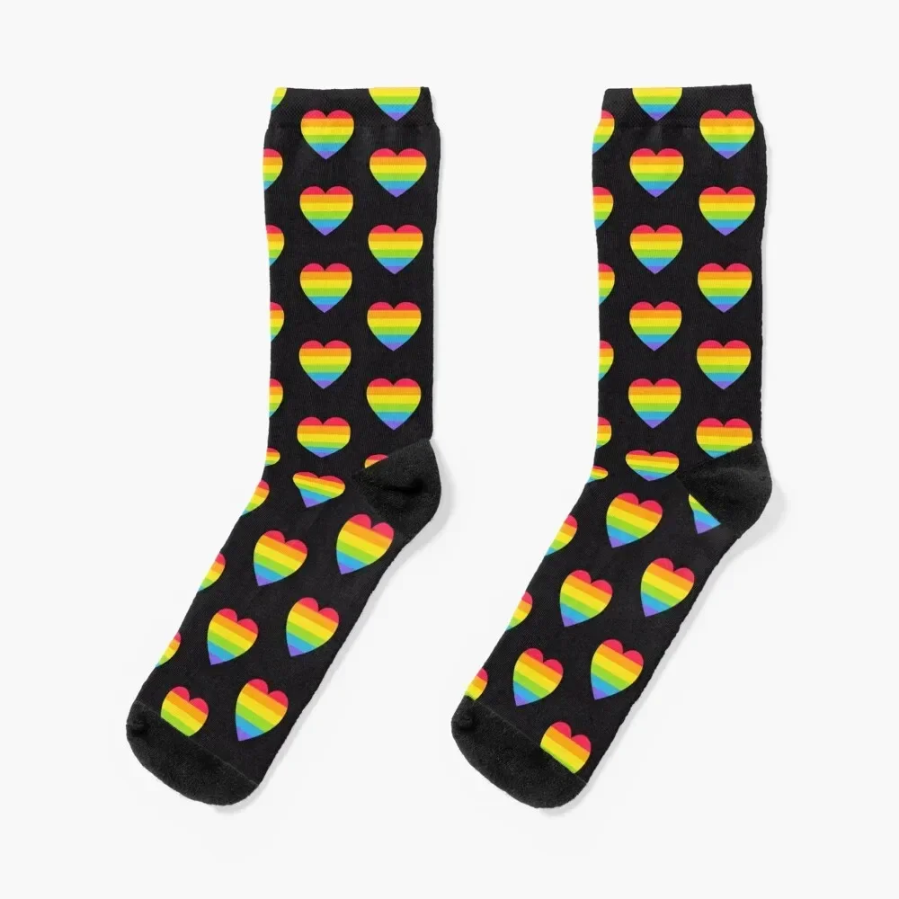 LGBT Heart shaped modern rainbow flag pastel bright colors Gay Lesbian Bisexual Pride with Stickers set HD Socks