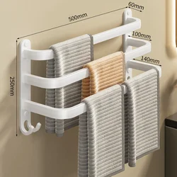 Towel Hanger Black and White Brief Space Aluminum Bathroom Towel Rack with Hook Multiple Layer Wall Mounted Punch Cloth Holder