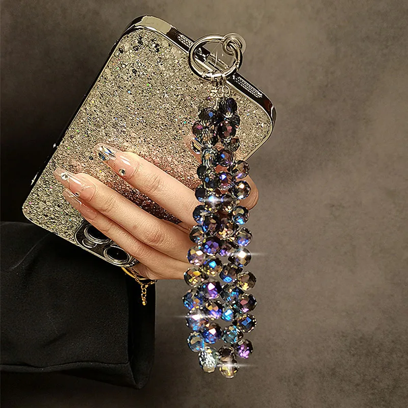 Cinghie per cellulari in stile coreano Cordino corto con perline Catena da polso Moda donna Ciondolo anti-smarrimento per iPhone Regalo amico