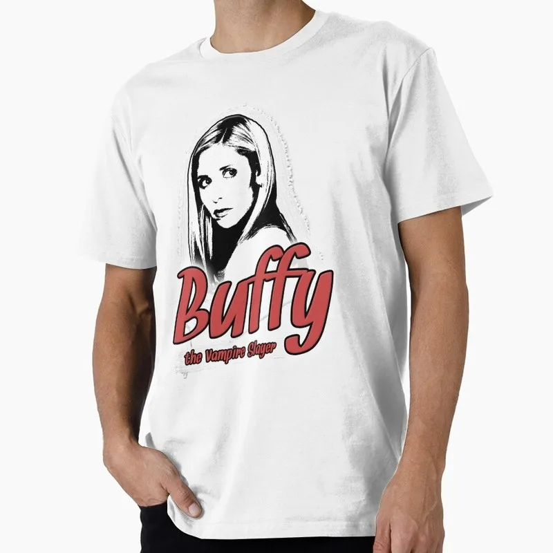 Buffy Inspired Graphic T-Shirt, 0811 Vintage Vampire Slayer Print Tee, Retro Horror Series Short Sleeve Casual Shirt US Size Top