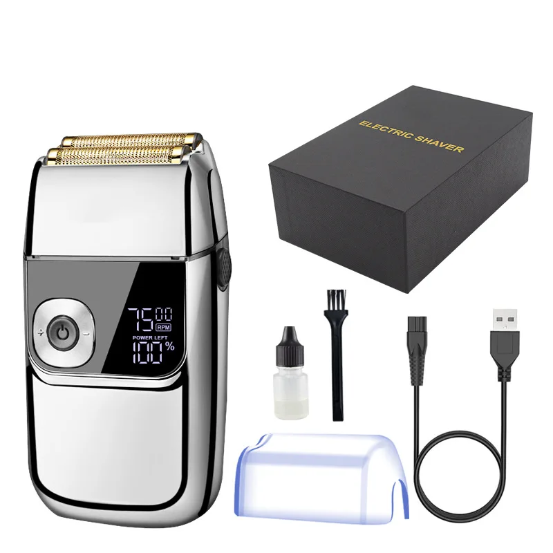 

USB Electric Double Blade Foil Shaver Barbero Shaving Machine With Beard Trimmer Body Use for Men