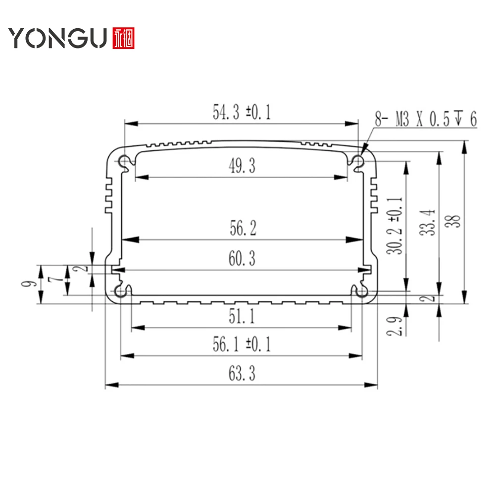 맞춤형 전원 저항 박스, CNC 가공 방열판 시트 금속 하우징, 알루미늄 통합 인클로저, j08, 63x37mm