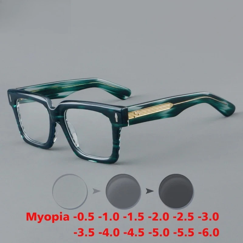 KIZN كبير مربع خمر خلات قصر النظر إطار نظارات الرجال وصفة طبية مكافحة الأزرق تلطيخ النساء النظارات الفاخرة-0.50 إلى