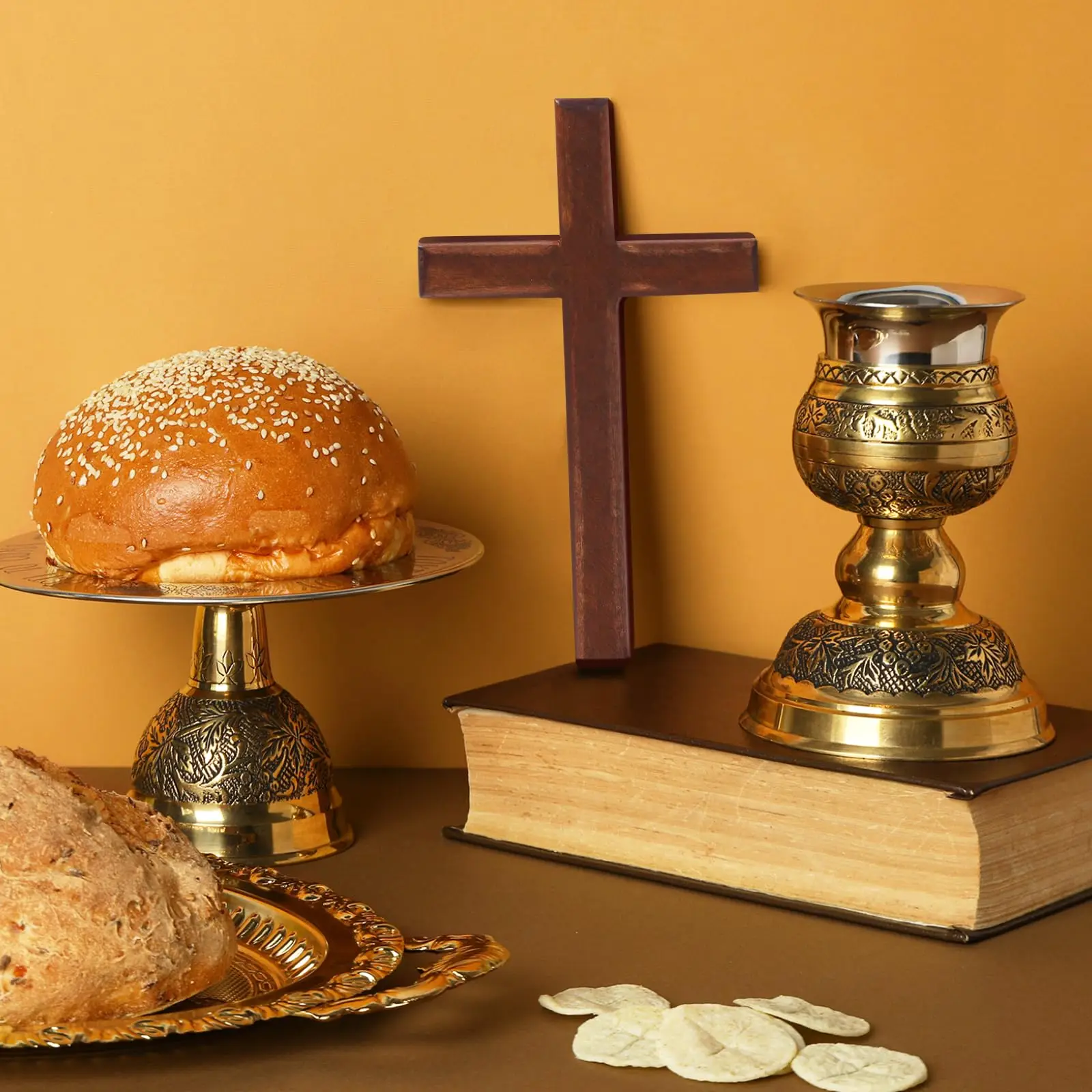 صليب صلاة خشبي، صليب مسيحي محمول باليد مقاس 4.7 بوصة مع حقيبة مخملية، صليب خشبي صغير لديكور الحائط والهدايا #4