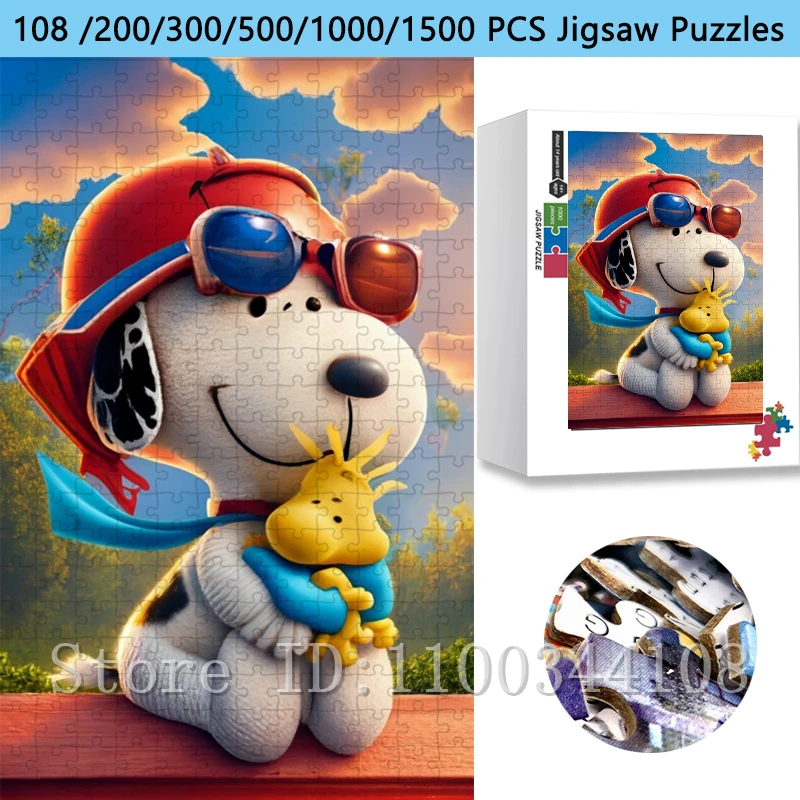 

Snoopy Winter Snowboard Puzzle108/200/300/500/1000/1500 Pieces Cartoon Puzzle Perfect Gift for Peanuts Fans