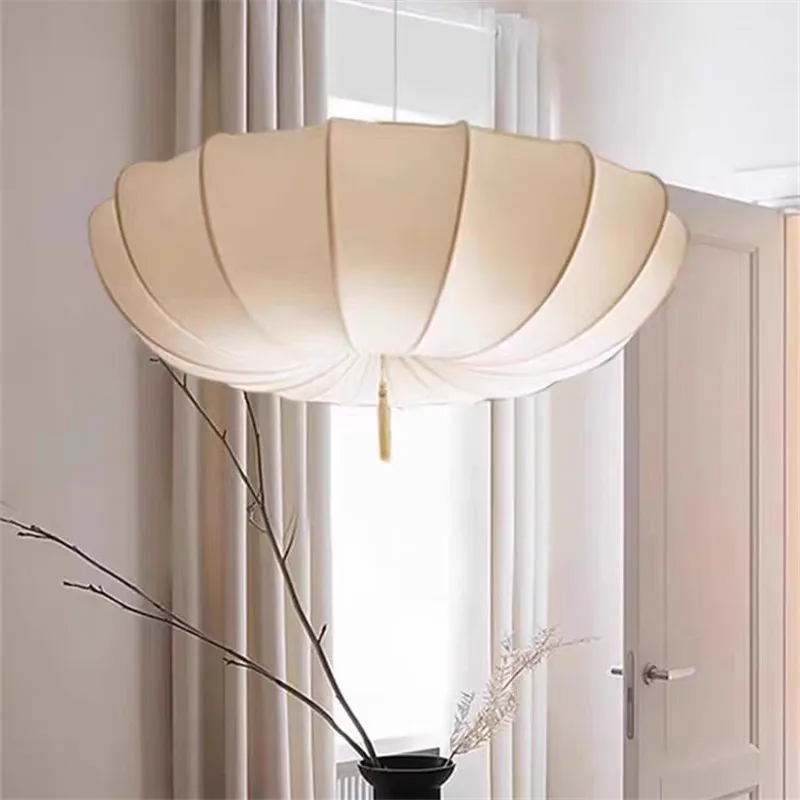 Nordic Cloth umbrella ceiling Chandelier White Led Bohemian hanging lamp Bedroom hotel Living Dining Room Artistic Lighting