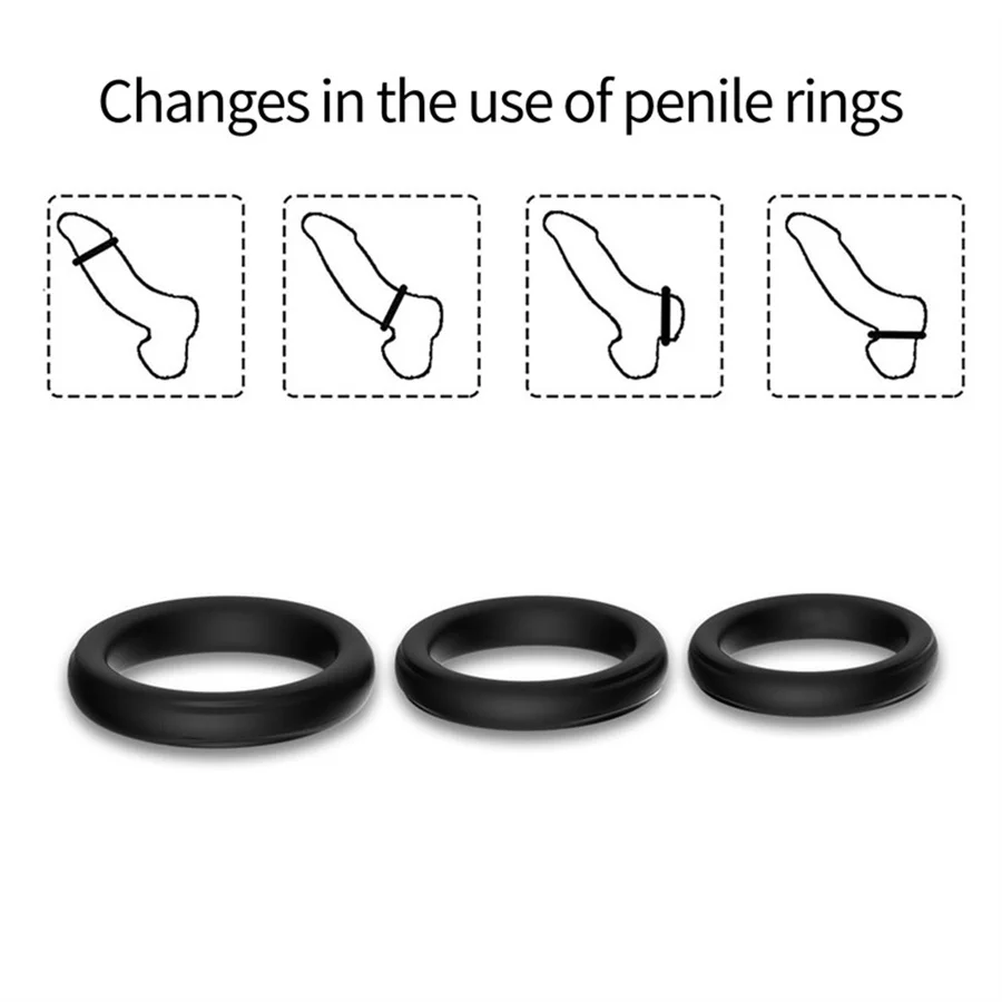 3 unids/set de anillo transparente de silicona para pene, retardante de eyaculación, bola para testículos, ensanchador, erección, anillos luminosos para pene, Juguetes sexuales para hombres