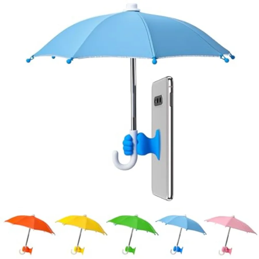

Phone Umbrella Stand, Sun Shade Mini Umbrella for Cell Phone with Adjustable Fist Style Suction Cup, Universal Anti-Glare Sun V