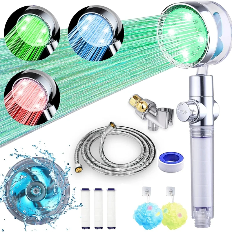 High Pressure Water Saving Handheld Propeller Shower head with filters Vortex shower head pause switch hydro jet shower head