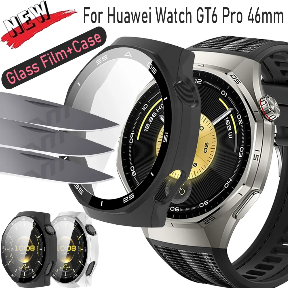 Official Tempered Glass Film+Case For Huawei Watch GT6 Pro 46mm Screen Glass Cover For Huawei Watch GT6 Pro Protective Accessory